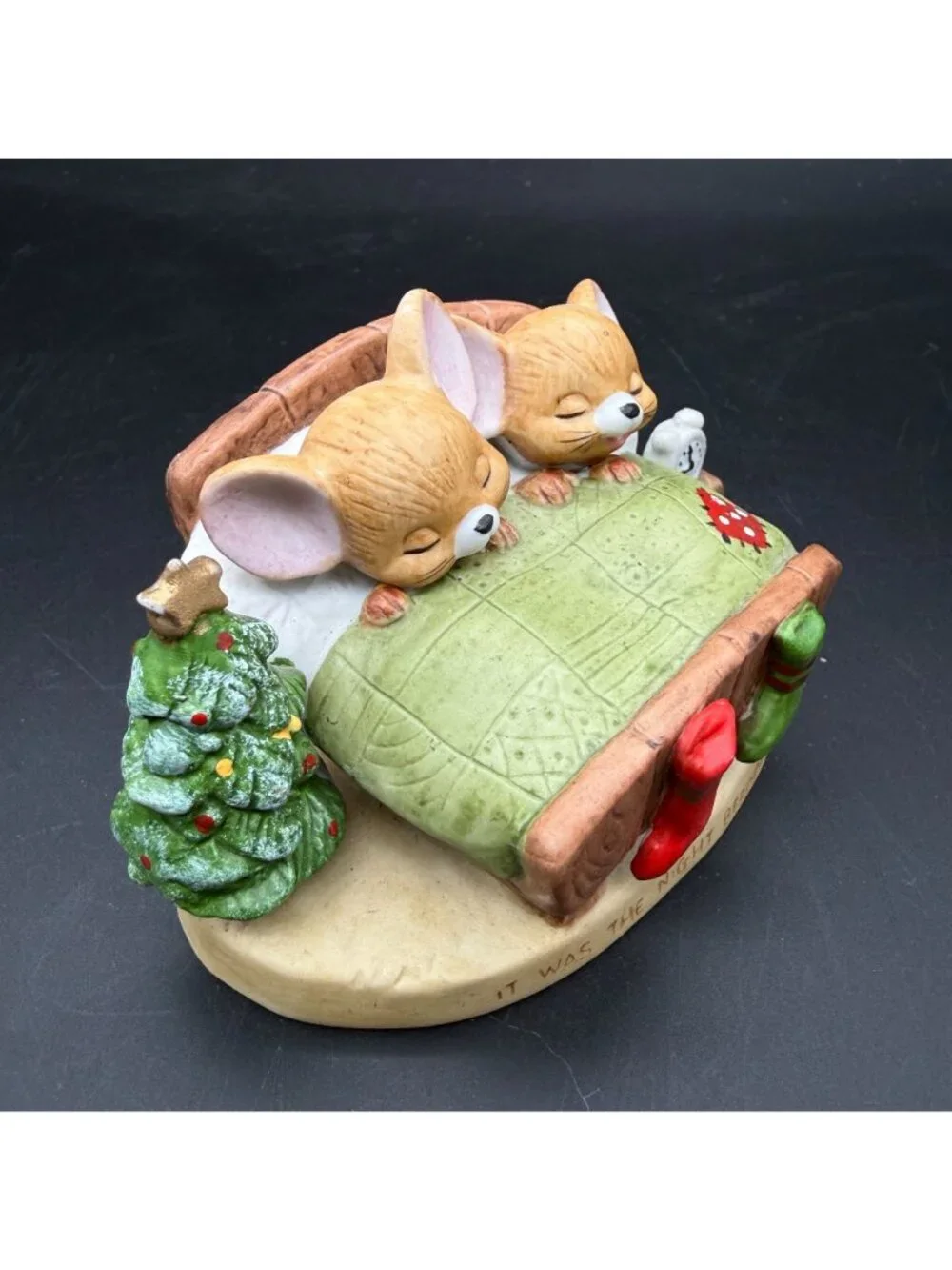 Vtg 70s Enesco Twas the Night Before Christmas Mice Porcelain Figurine Taiwan